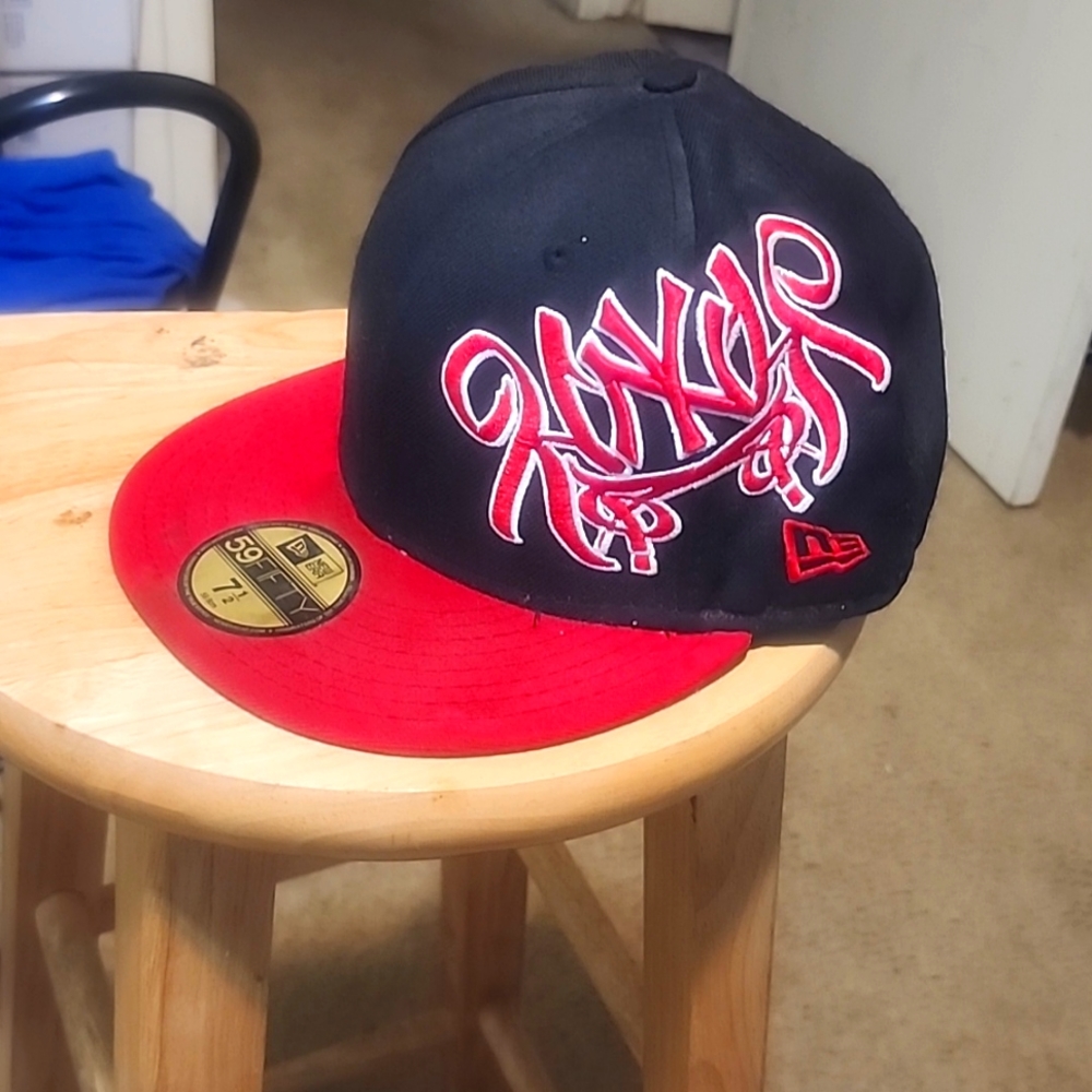 Red & Black NY fitted cap
